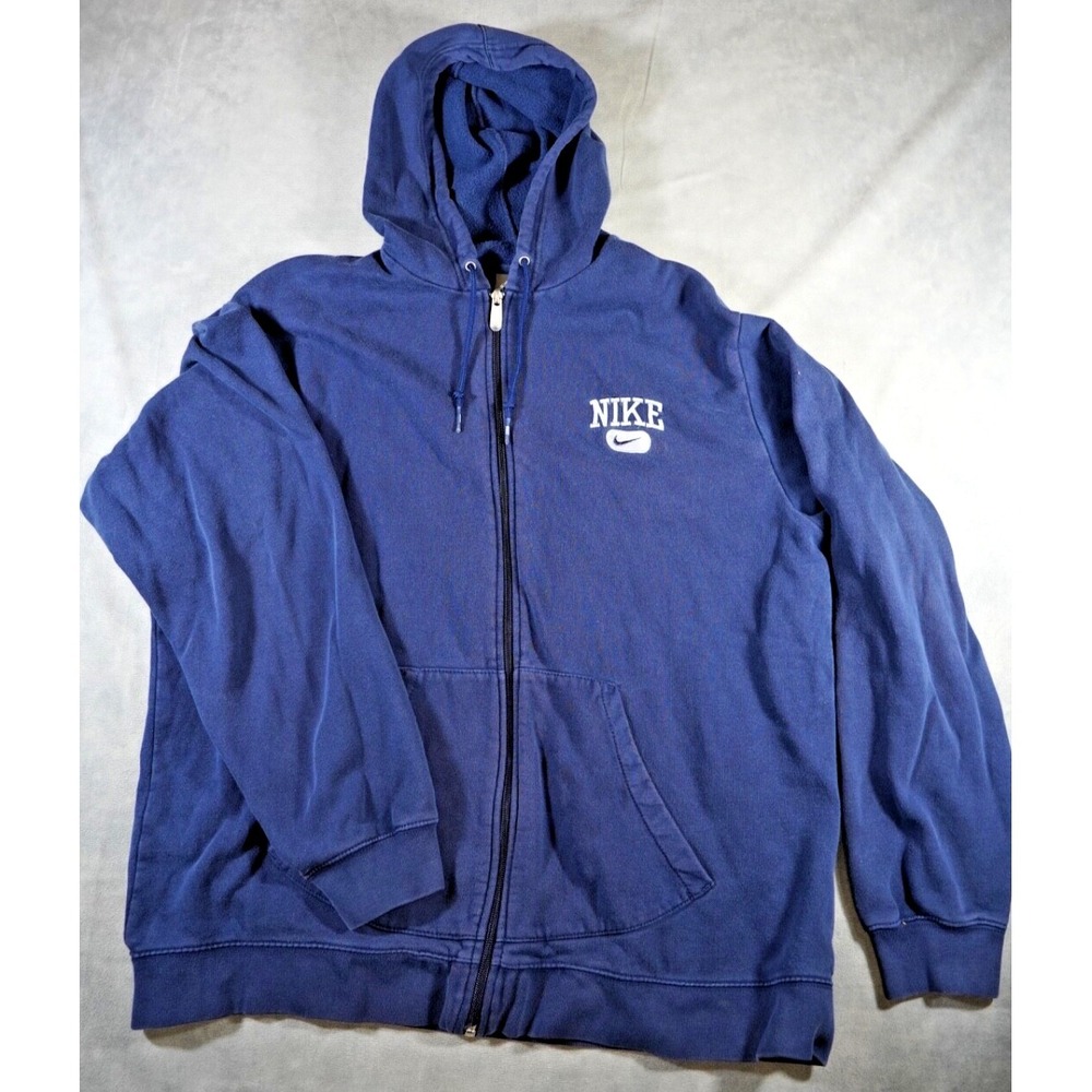Nike Full Zip Hoodie Mens XXL Navy Blue Hooded Sweatshirt Sportswear Pockets